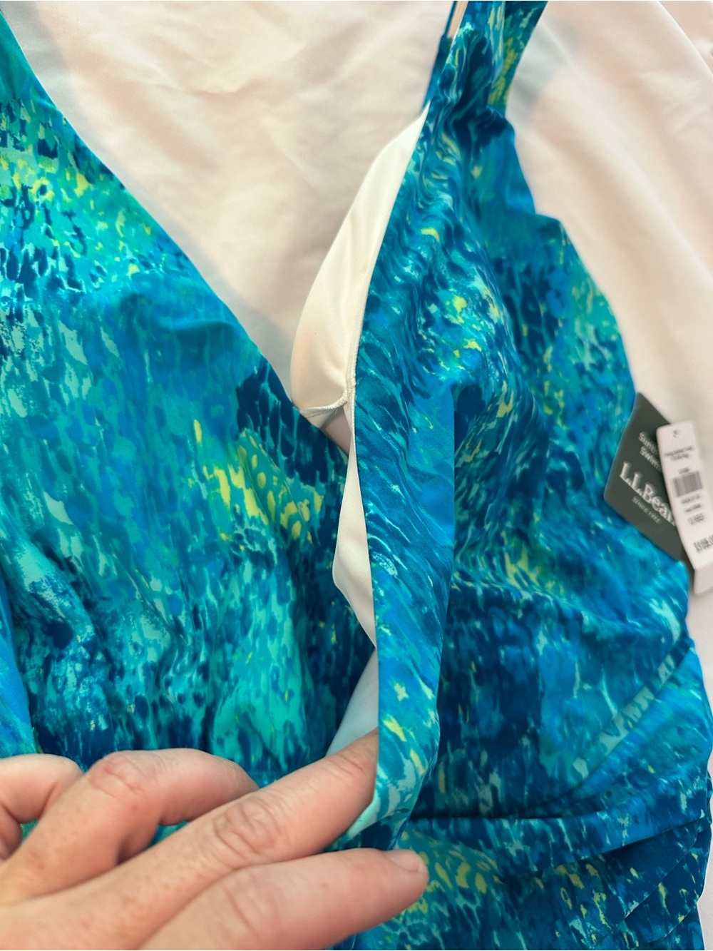 L.L. Bean Turquoise and Teal Patterned One-Piece Swimsuit - Picture 5 of 15